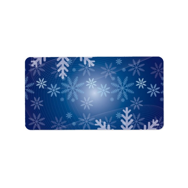 Weihnachts-Blue-Snowflake-Hintergrund Adressaufkleber (Vorne)