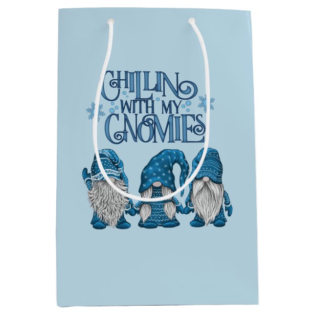 Weihnachts Blue Winter Trio Chillin mit meinen Gno Mittlere Geschenktüte (Vorderseite)