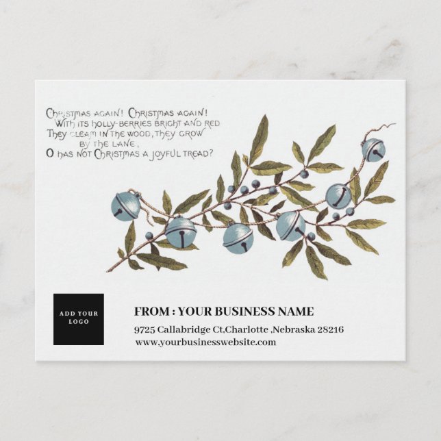 Weihnachts-Blueberries Firmenlogo Feiertagspostkarte (Vorderseite)