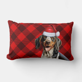 Weihnachts Bluetick Coonhound Hund Urlaub Kariert Lendenkissen