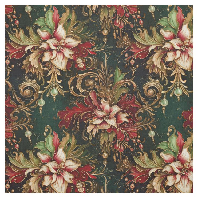 Weihnachts-Blume auf Grün Stoff (Muster)