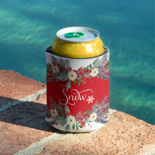 Weihnachts-Blume-Bänder-Let it's Snowtypografie Dosenkühler