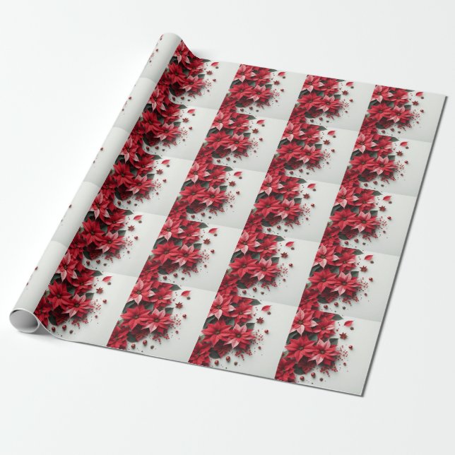 Weihnachts-Blume Geschenkpapier (Ungerollt)