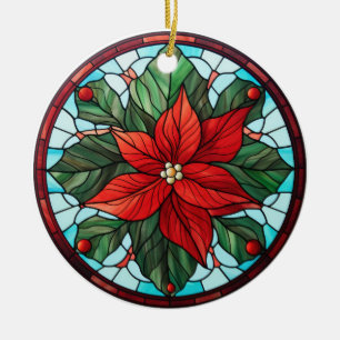 Weihnachts-Blume im Buntglasstil Keramik Ornament