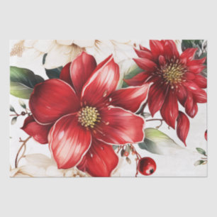 Weihnachts-Blume Poinsettia Rotes Grünes Muster Seidenpapier