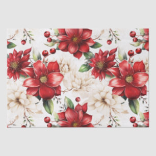 Weihnachts-Blume Poinsettia Rotes Grünes Muster Seidenpapier