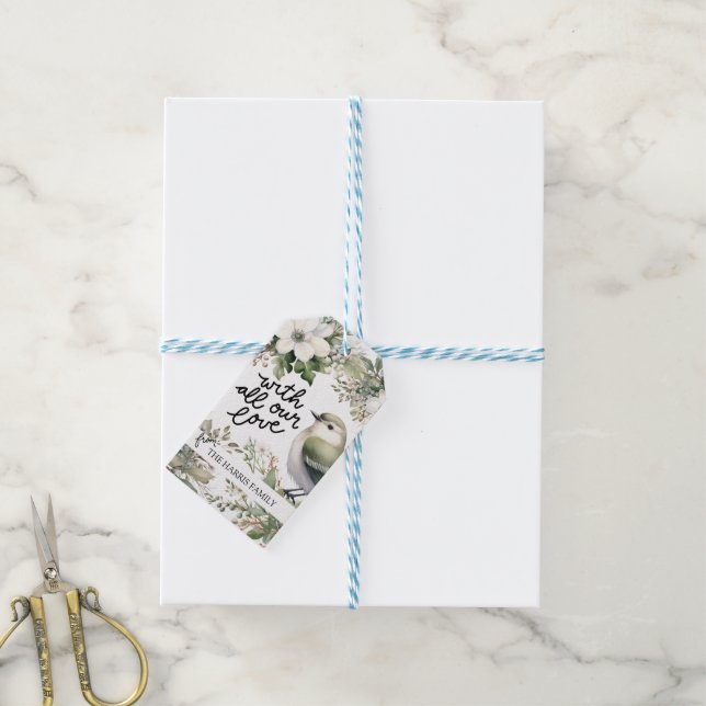 Weihnachts-Blume und Vogel - All unsere Lieben Geschenkanhänger (Mit Garn)