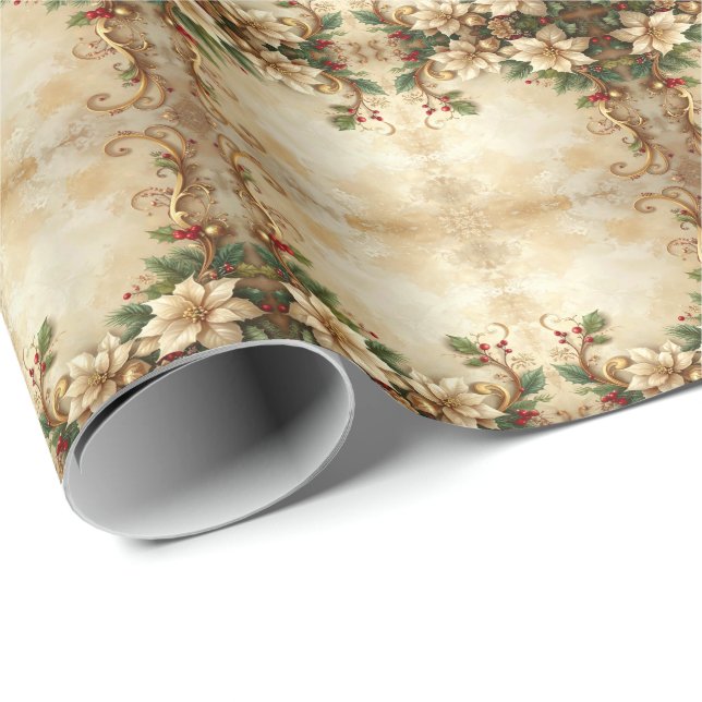 Weihnachts-Blumen-Feiertags-Geschenkpapier Geschenkpapier (Rolleneckpunkt)