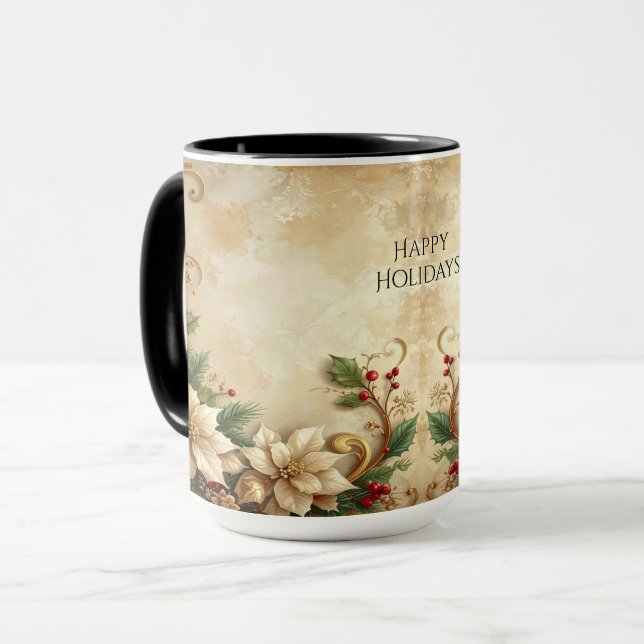 Weihnachts-Blumen-Feiertags-Tasse Tasse (Vorderseite Links)