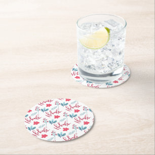 Weihnachts-Blumen Ho Ho Ho Feiertags-Papierserviet Runder Pappuntersetzer