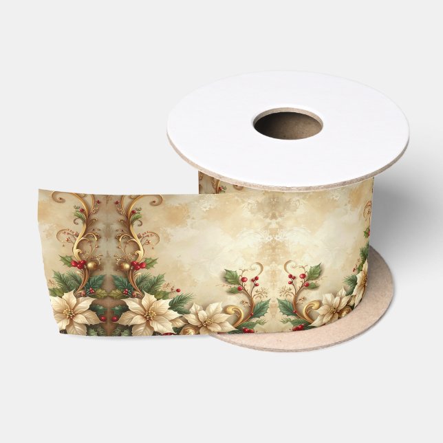 Weihnachts-Blumen-Satinband Satinband (Spule)
