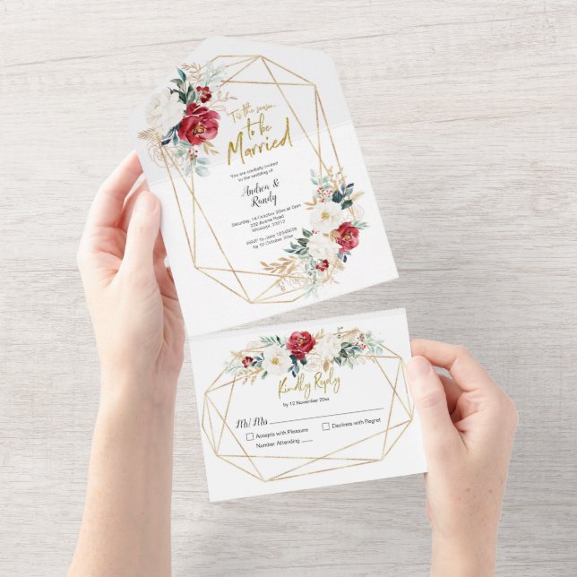 Weihnachts-Blumensaison Verheiratet All In One Einladung (Abreißen)