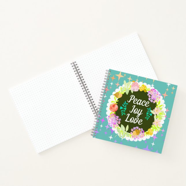 Weihnachts-Blumenschrift Kariertes Notebook Notizbuch (Innenseite)