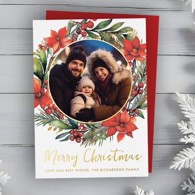 Weihnachts-Blumenstrauß-Foto Folien Feiertagskarte (Von Creator hochgeladen)