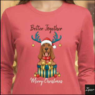 Weihnachts-Bluthund-Rentier-Schal-Geschenk-Grafik Tri-Blend Shirt