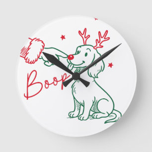 Weihnachts-Boop-Dachshund-Hund Runde Wanduhr