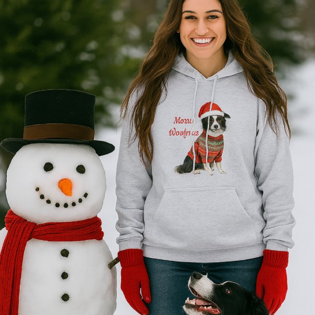 Weihnachts Border Collie  Hunde Liebhaber  Hoodie (Merry Woofmas Border Collie Hoodie)