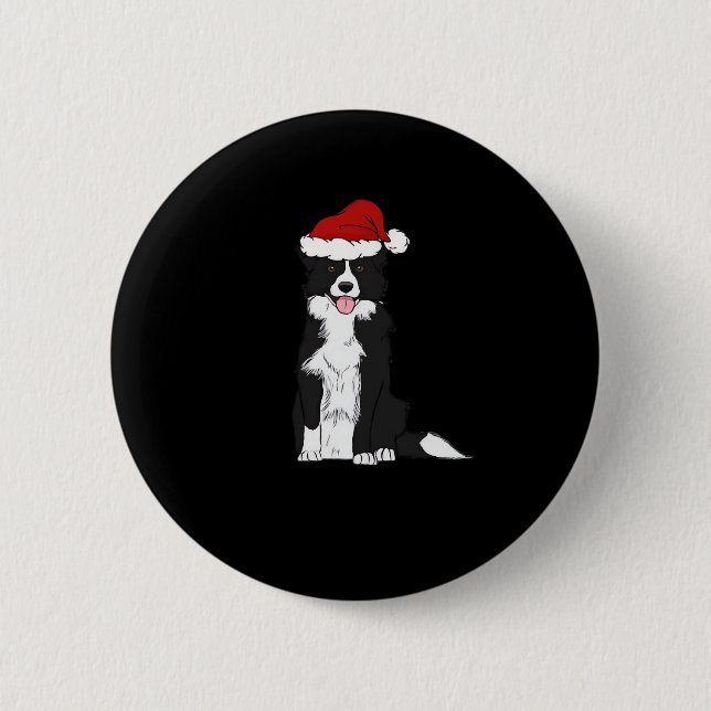 Weihnachts-Border-Collie-Klassiker T - Shirt Button (Vorderseite)
