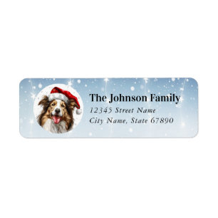 Weihnachts-Border-Collie-Rücksendeadressen-Aufkleb
