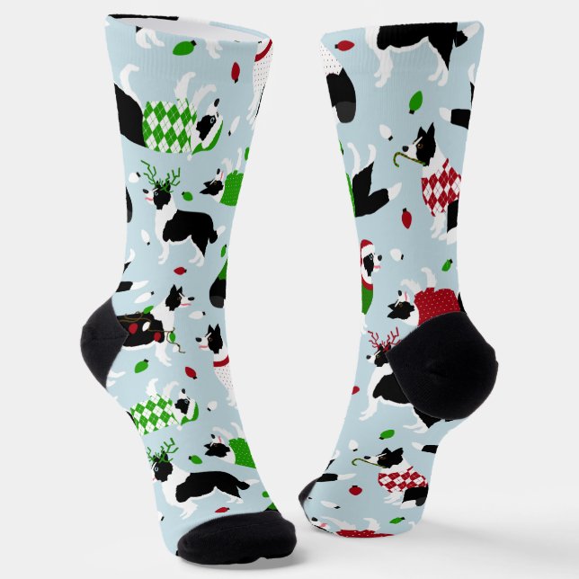 Weihnachts-Border-Collie-Socken Socken (Gewinkelt)
