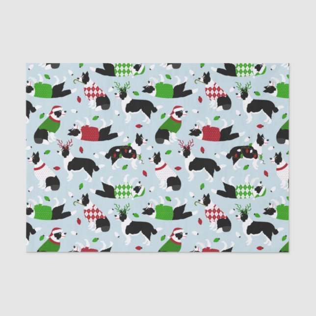 Weihnachts-Border-Collie-Tissue Seidenpapier (Vorderseite)