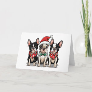 Weihnachts-Boston-Terrier-Hunde Feiertagskarte
