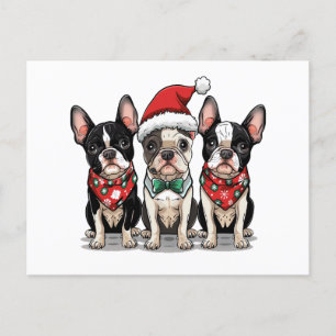 Weihnachts Boston Terrier Hunde Feiertagspostkarte