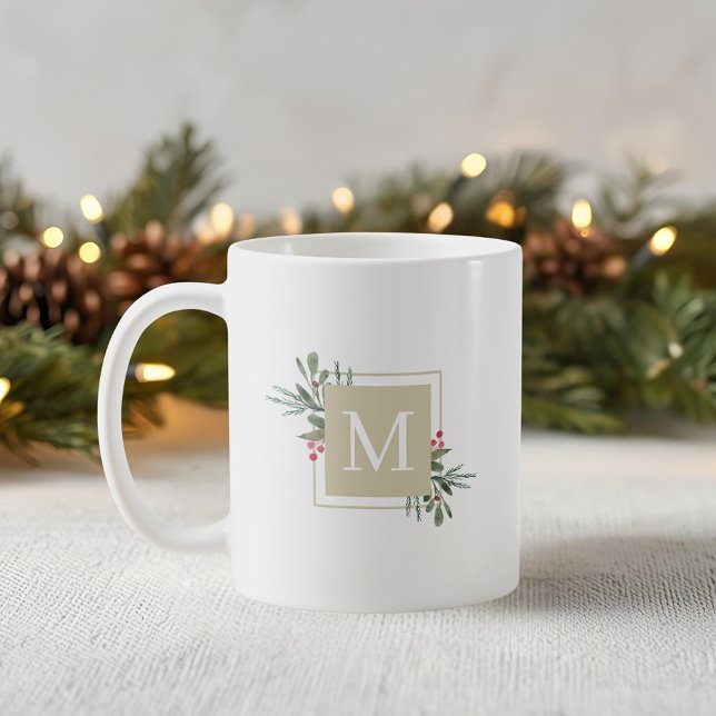 Weihnachts-Botanik-Monogramm-Kaffeetasse Kaffeetasse (Von Creator hochgeladen)