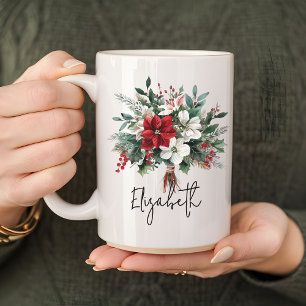 Weihnachts-Bouquet-Tasse für Frauen oder Kollegen Kaffeetasse