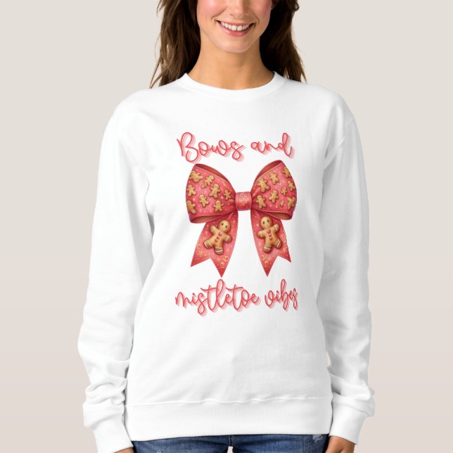 Weihnachts-Bow Weihnachtsginger Brot Bow Festival Sweatshirt (Vorderseite)