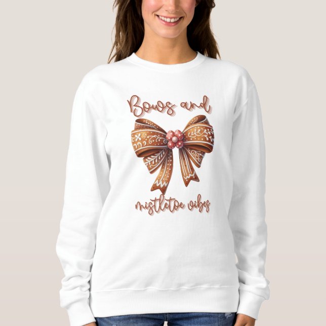 Weihnachts-Bow Weihnachtsginger Brot Bow Festival Sweatshirt (Vorderseite)