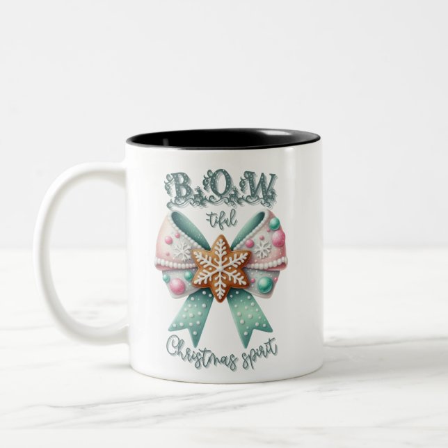 Weihnachts-Bow Weihnachtsginger Brot Bow Festival Zweifarbige Tasse (Links)