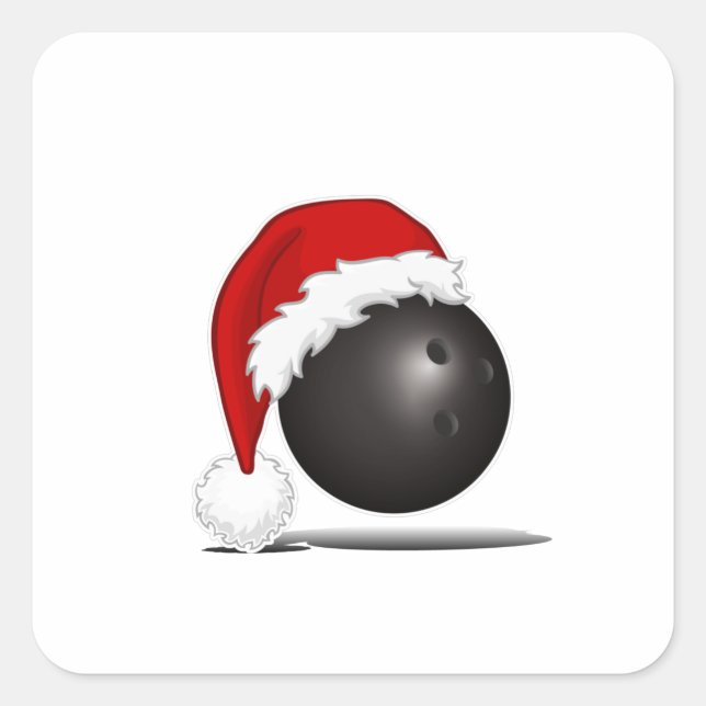Weihnachts-Bowling-Ball-Weihnachtsmannmütze - Bowl Quadratischer Aufkleber (Vorderseite)