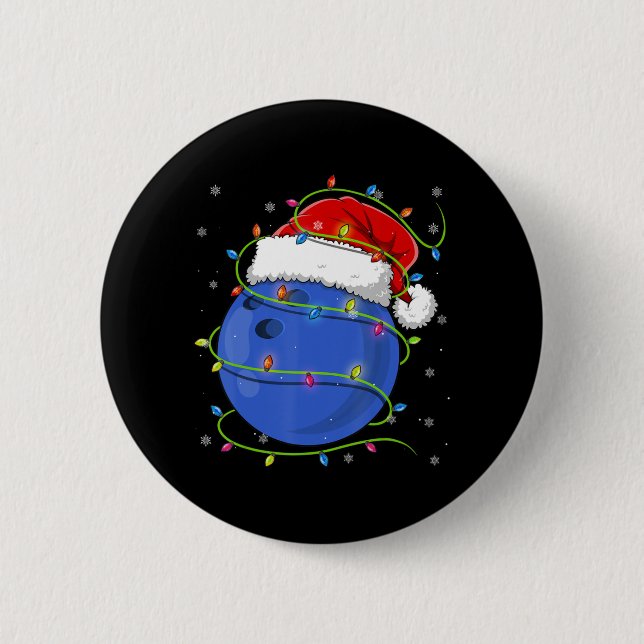 Weihnachts-Bowling Ball Weihnachtsmannmütze Matchi Button (Vorderseite)