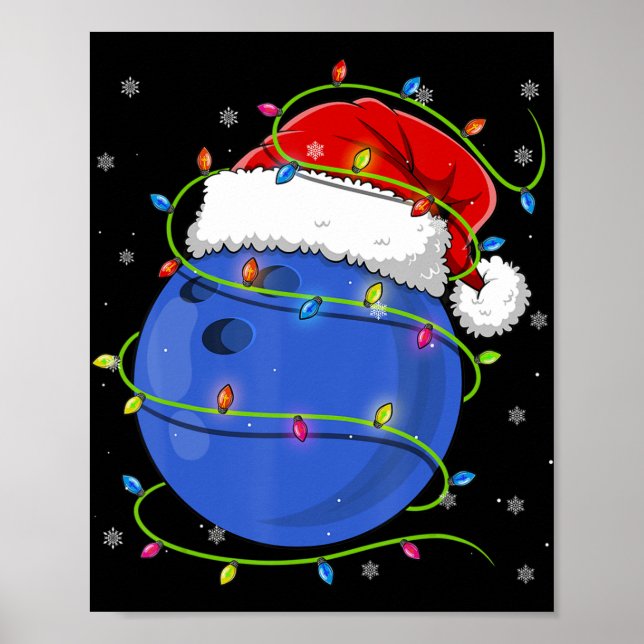 Weihnachts-Bowling Ball Weihnachtsmannmütze Matchi Poster (Vorne)