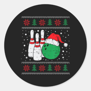 Weihnachts-Bowling Hat Santa Bowler Ugly Xmas Men Runder Aufkleber