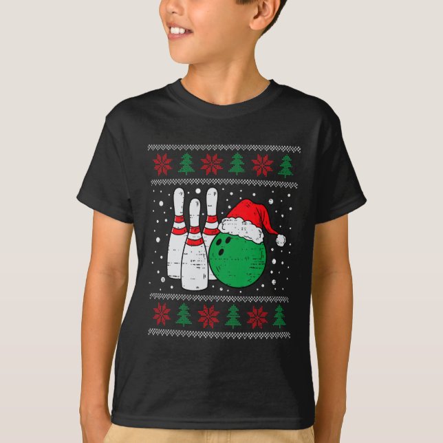 Weihnachts-Bowling Hat Santa Bowler Ugly Xmas Men  T-Shirt (Vorderseite)