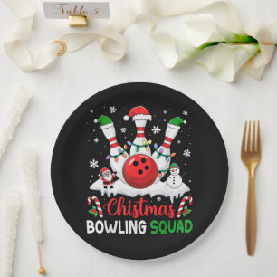 Weihnachts-Bowling-Mannschaft Xmas-Lichter Santa Pappteller