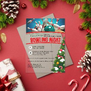 Weihnachts Bowling Night Decorated Tree Party Acryleinladungen