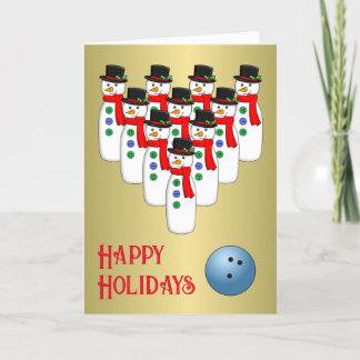 Weihnachts-Bowling Snowmen Faltschachtel Feiertagskarte