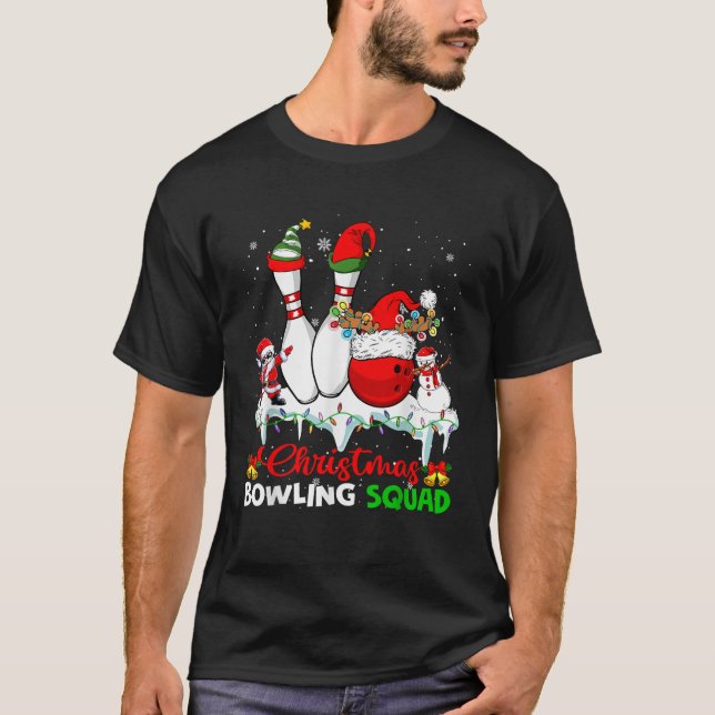 Weihnachts-Bowling Squad Dabbing Bowling T-Shirt (Vorderseite)