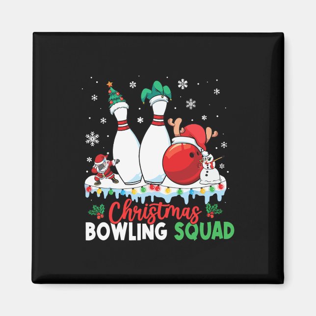 Weihnachts-Bowling Squad Dabbing Santa Funny Chris Magnet (Vorne)