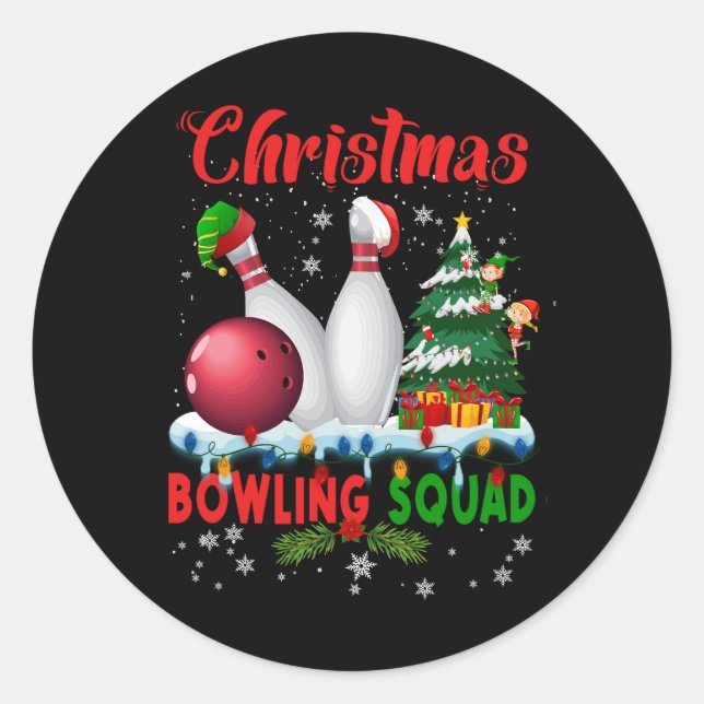 Weihnachts-Bowling Squad Dabbing Santa Funny Chris Runder Aufkleber (Vorderseite)