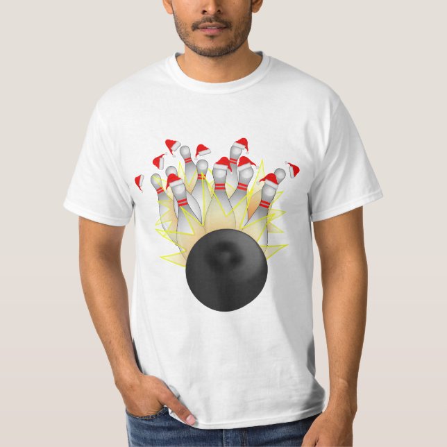 Weihnachts-Bowling Strike T-Shirt (Vorderseite)