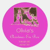 Weihnachts-Box Krippe Hot Pink Imitate Gold Text