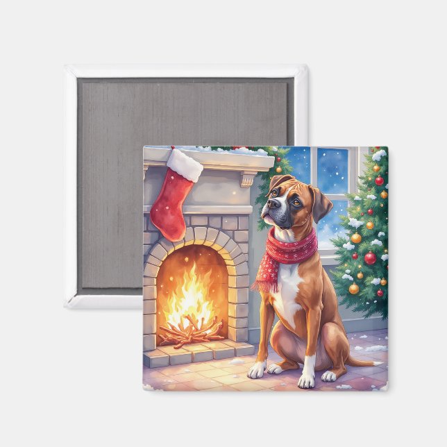 Weihnachts-Boxer-Kamin Kunst Magnet (Vorderseite/Rückseite)