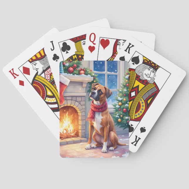 Weihnachts-Boxer-Kamin Kunst Spielkarten (Rückseite)