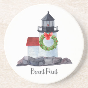 Weihnachts-Brant-Pt-Leuchtturm-Sandstein-Getränkeu Getränkeuntersetzer