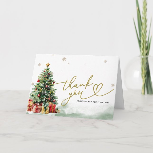 Weihnachts-Brautparty-Dankeskarten Karte (Vorderseite)