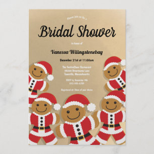 Weihnachts-Brautparty Gold Gingerbret Santa Einladung